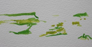 Colour flits across the fields - watercolour, paper - Approx 30 mm x 70 mm