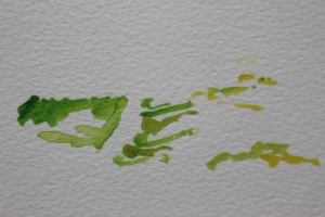Colour touches the surface - watercolour, paper - Approx 30 mm x 70 mm