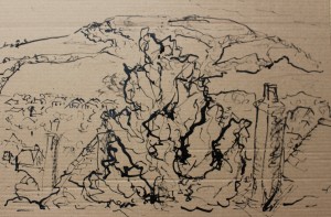 ink stick sketch on card - Approx 280 mm x 200 mm