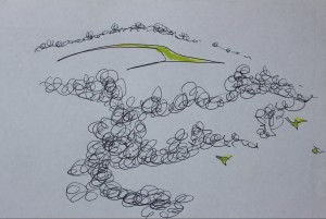 Incisive green - ink, watercolour, paper - Approx 280 mm x 200 mm