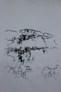 Monoprint of the view - ink and paper - Approx 20 mm x 30 mm