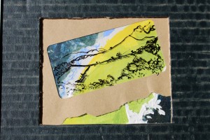 View - ink, acrylic, post use papers, card, cellophane - Approx 190 mm x 130 mm