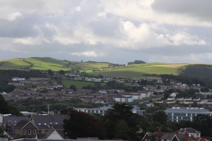 Sheets of colour spreading over the hills above Penparcau.