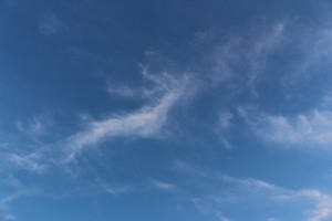 Wispy clouds.